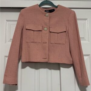 Zara Women's Blush Cropped Blazer